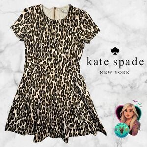 Kate Spade Dress Women's 6 Autumn Leopard Print Fit Flare Ponte Old Money Luxury
